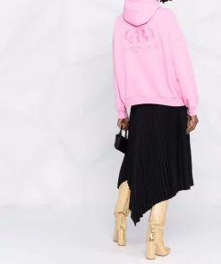 ( Positively Conscious ) Balenciaga 5700 PINK/PINK Hoodie Oversize à Logo Spa Brodé Femme -Vente magasin Balenciaga 16910515 36026393 600