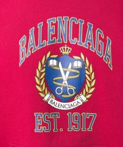 ( Positively Conscious ) Balenciaga 6163 BURGUNDY/NAVY Hoodie Oversize à Logo Imprimé Femme -Vente magasin Balenciaga 16910518 36526831 600