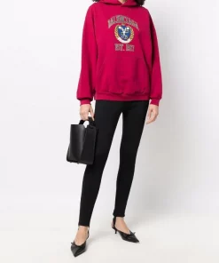 ( Positively Conscious ) Balenciaga 6163 BURGUNDY/NAVY Hoodie Oversize à Logo Imprimé Femme -Vente magasin Balenciaga 16910518 36528303 600