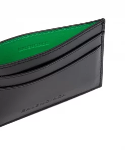( Nouvelle Collection ) Balenciaga Porte-cartes à Logo Embossé 1063 BLACK/VIVID GREEN -Vente magasin Balenciaga 16910524 34224492 600