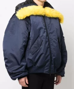 ( Positively Conscious ) Balenciaga 4100 DARK NAVY Veste Bomber Ornée De Fourrure Artificielle Homme -Vente magasin Balenciaga 16910530 37363066 600