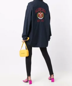 ( Positively Conscious ) Balenciaga 4100 DARK NAVY Chemise Ample à Logo Brodé Homme -Vente magasin Balenciaga 16910534 35640591 600