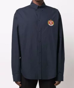 ( Positively Conscious ) Balenciaga 4100 DARK NAVY Chemise Ample à Logo Brodé Homme -Vente magasin Balenciaga 16910534 35640594 600