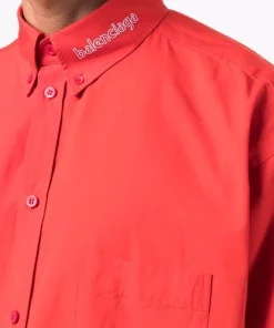 ( Positively Conscious ) Balenciaga Chemise à Logo Brodé 6403 VERMILION -Vente magasin Balenciaga 16910535 34281446 600
