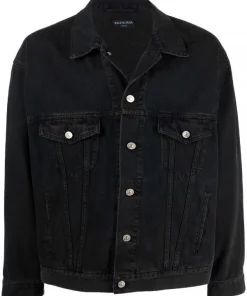 ( Nouvelle Collection ) Balenciaga Veste En Jean à Logo Imprimé 1440 DARK GREY