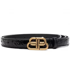 ( Positively Conscious ) Balenciaga 1000 BLACK Ceinture à Boucle Logo Femme