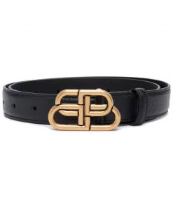 ( Nouvelle Collection ) Balenciaga 1000 BLACK Ceinture Embossée à Boucle BB Femme