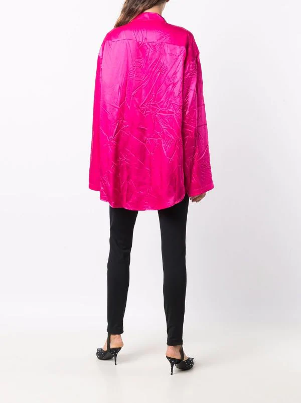 ( Positively Conscious ) Balenciaga 5510 FUCHSIA Chemise à Effet Froissé Femme 6 ( Positively Conscious ) Balenciaga 5510 FUCHSIA Chemise à Effet Froissé Femme – Image 4