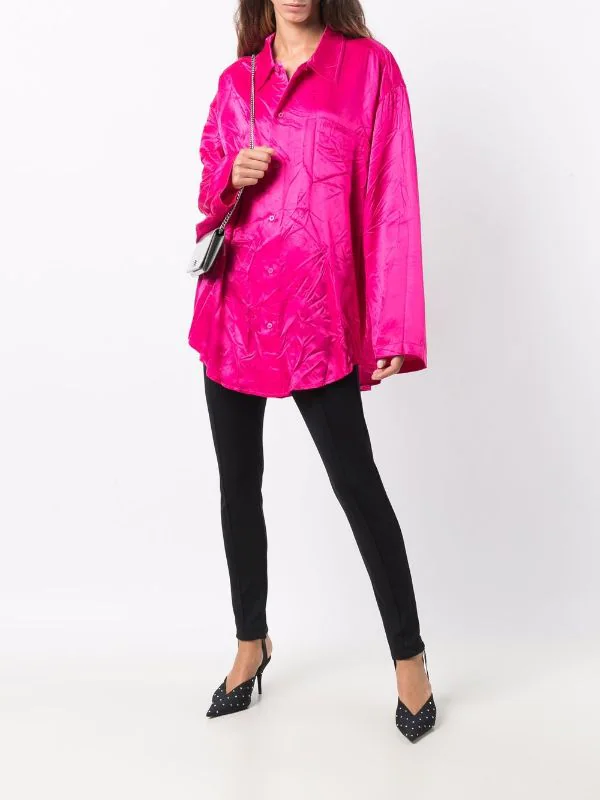 ( Positively Conscious ) Balenciaga 5510 FUCHSIA Chemise à Effet Froissé Femme 4 ( Positively Conscious ) Balenciaga 5510 FUCHSIA Chemise à Effet Froissé Femme – Image 2