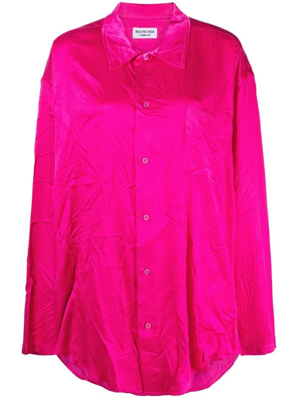 ( Positively Conscious ) Balenciaga 5510 FUCHSIA Chemise à Effet Froissé Femme 3 ( Positively Conscious ) Balenciaga 5510 FUCHSIA Chemise à Effet Froissé Femme