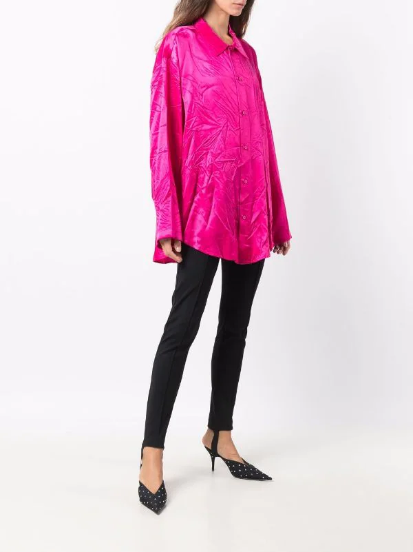 ( Positively Conscious ) Balenciaga 5510 FUCHSIA Chemise à Effet Froissé Femme 5 ( Positively Conscious ) Balenciaga 5510 FUCHSIA Chemise à Effet Froissé Femme – Image 3