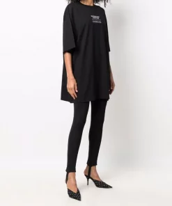( Positively Conscious ) Balenciaga 0107 BLACK/WHITE W T-shirt Oversize à Imprimé Couture Femme -Vente magasin Balenciaga 16911217 34919894 600