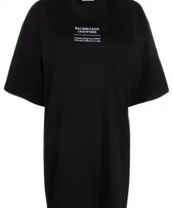 ( Positively Conscious ) Balenciaga 0107 BLACK/WHITE W T-shirt Oversize à Imprimé Couture Femme