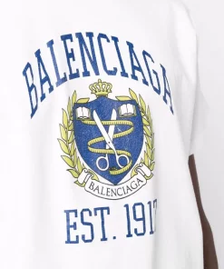 ( Positively Conscious ) Balenciaga T-shirt à Logo Imprimé 1375 OFF WHITE/NAVY -Vente magasin Balenciaga 16911220 36327199 600