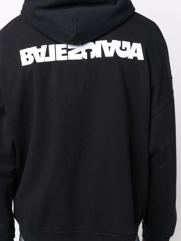 ( Positively Conscious ) Balenciaga 9034 WASHED BLACK/WHITE Hoodie Turn Wide Fit à Fermeture Zippée Femme 8 ( Positively Conscious ) Balenciaga 9034 WASHED BLACK/WHITE Hoodie Turn Wide Fit à Fermeture Zippée Femme – Image 6