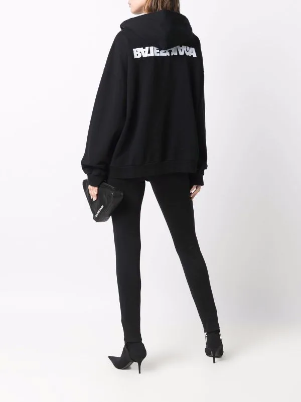 ( Positively Conscious ) Balenciaga 9034 WASHED BLACK/WHITE Hoodie Turn Wide Fit à Fermeture Zippée Femme 5 ( Positively Conscious ) Balenciaga 9034 WASHED BLACK/WHITE Hoodie Turn Wide Fit à Fermeture Zippée Femme – Image 3