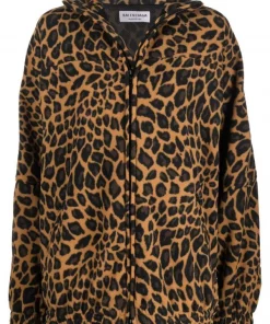 ( Positively Conscious ) Balenciaga Veste Légère à Imprimé Léopard 2143 BROWN/BLACK