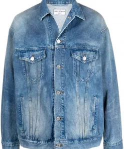 ( Positively Conscious ) Balenciaga 0406 ELECTRIC BLUE W Veste En Jean à Logo Femme
