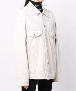 ( Positively Conscious ) Balenciaga 0971 LIGHT BEIGE W Veste Oversize En Jean à Effet Délavé Femme -Vente magasin Balenciaga 16911229 36435598 600