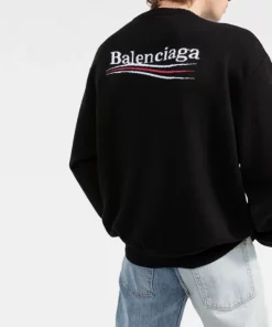 ( Positively Conscious ) Balenciaga Pull à Logo Intarsia 1000 BLACK -Vente magasin Balenciaga 16911247 1184de21 f9aa 4943 a8f5 d8bd2e478f5f 600