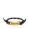 ( Positively Conscious ) Balenciaga Bracelet à Plaque Logo 9001 BLACK/WHITE/ANT GOLD