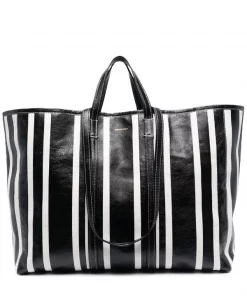 ( Positively Conscious ) Balenciaga Grand Sac Cabas Barbes East-West 1090 BLACK/ WHITE