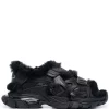 ( Positively Conscious ) Balenciaga Sandales Track à Attache Scratch 1000 BLACK/ BLACK FUR -Vente magasin Balenciaga 16911267 34921997 600