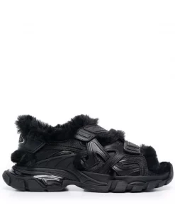 ( Positively Conscious ) Balenciaga Sandales Track à Attache Scratch 1000 BLACK/ BLACK FUR