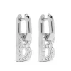 ( Positively Conscious ) Balenciaga Boucles D'oreilles XS B Chain 1404 SHINY SILVER/CRYSTAL