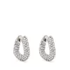 ( Positively Conscious ) Balenciaga Boucles D'oreilles Loop XXS Strassées 1404 SHINY SILVER/CRYSTAL