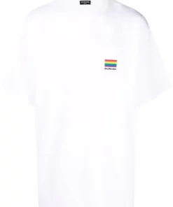 ( Positively Conscious ) Balenciaga T-shirt à Logo LGBTQ 9040 WHITE/BLACK