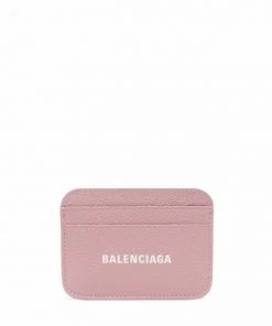 ( Nouvelle Collection ) Balenciaga 6990 PINK Porte-cartes Cash à Logo Imprimé Femme
