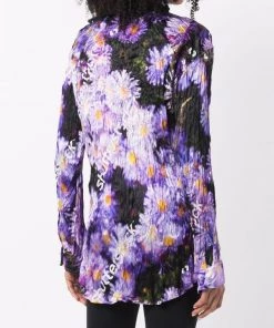 ( Positively Conscious ) Balenciaga Chemise Fleurie à Effet Froissé Femme -Vente magasin Balenciaga 17252877 35801587 600