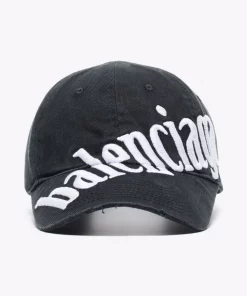 ( Positively Conscious ) Balenciaga 1077 BLACK Casquette à Logo Brodé Homme
