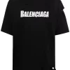( Nouvelle Collection ) Balenciaga T-shirt Ample à Logo Imprimé 1186 BLACKCLEAN/WHITE -Vente magasin Balenciaga 17298614 36316294 600
