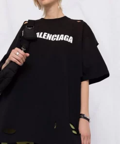 ( Nouvelle Collection ) Balenciaga T-shirt Ample à Logo Imprimé 1186 BLACKCLEAN/WHITE -Vente magasin Balenciaga 17298614 36574952 600