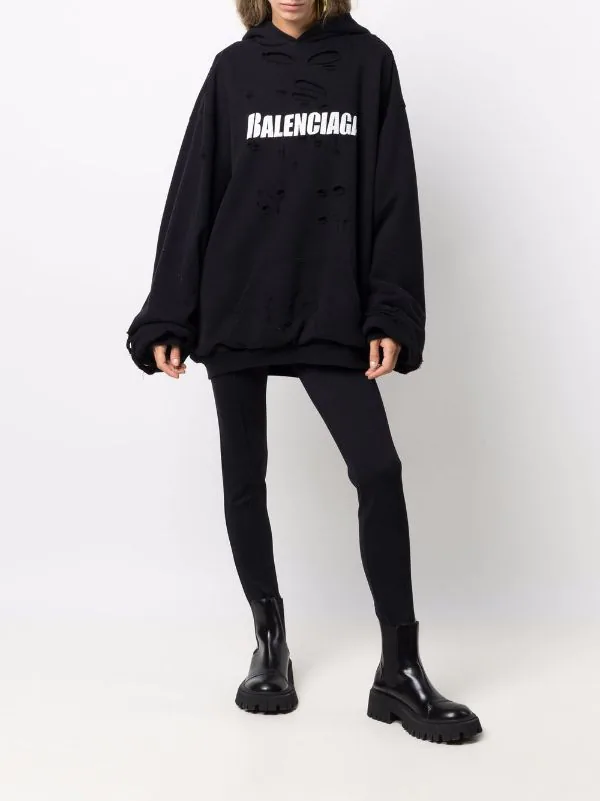 ( Nouvelle Collection ) Balenciaga Hoodie Imprimé à Effet Usé 1093 BLACK/BLACK/WHITE 5 ( Nouvelle Collection ) Balenciaga Hoodie Imprimé à Effet Usé 1093 BLACK/BLACK/WHITE – Image 3