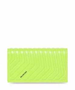 ( Positively Conscious ) Balenciaga 7206 FLUO YELLOW Portefeuille Car Hybrid à Lanière Homme