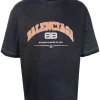 ( Positively Conscious ) Balenciaga 1074 BLACK/ORANGE/WHITE T-shirt Maison En Coton à Logo Imprimé Femme