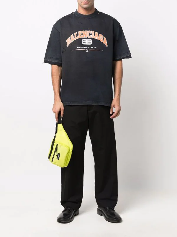 ( Positively Conscious ) Balenciaga 1074 BLACK/ORANGE/WHITE T-shirt Maison En Coton à Logo Imprimé Femme 4 ( Positively Conscious ) Balenciaga 1074 BLACK/ORANGE/WHITE T-shirt Maison En Coton à Logo Imprimé Femme – Image 2