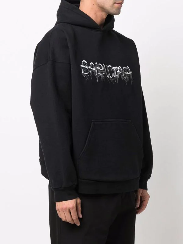 ( Positively Conscious ) Balenciaga 1069 BLACK/BLACK Hoodie Slime En Polaire à Logo Imprimé Homme 6 ( Positively Conscious ) Balenciaga 1069 BLACK/BLACK Hoodie Slime En Polaire à Logo Imprimé Homme – Image 4