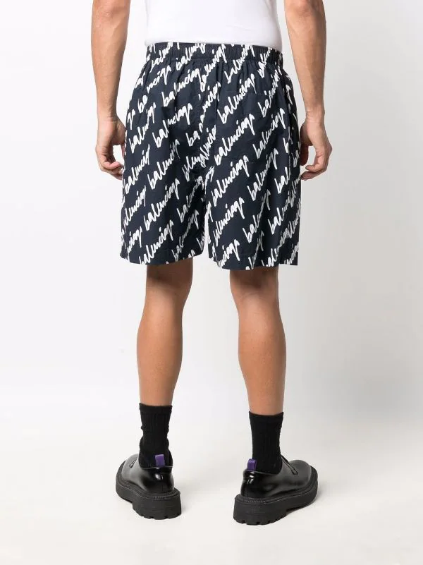 ( Positively Conscious ) Balenciaga Short à Logo Imprimé 8502 NAVY/WHITE 6 ( Positively Conscious ) Balenciaga Short à Logo Imprimé 8502 NAVY/WHITE – Image 4