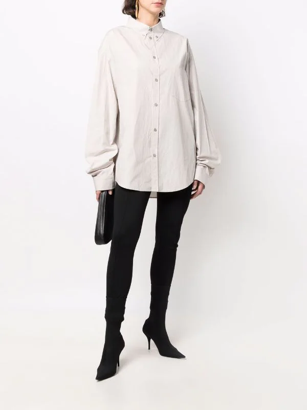 ( Positively Conscious ) Balenciaga 2967 -CEMENT GREY Chemise En Coton à Coupe Ample Homme 5 ( Positively Conscious ) Balenciaga 2967 -CEMENT GREY Chemise En Coton à Coupe Ample Homme – Image 3