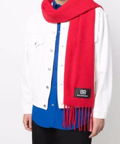 ( Positively Conscious ) Balenciaga écharpe Frangée à Patch Logo Homme -Vente magasin Balenciaga 17334586 36681656 600