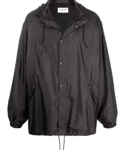 ( Positively Conscious ) Balenciaga 0100 BLACK W Imperméable à Logo Imprimé Homme