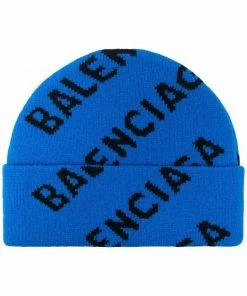 ( Positively Conscious ) Balenciaga Bonnet à Logo All-over 3964 BLUE/BLACK