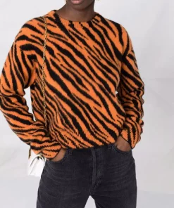 ( Positively Conscious ) Balenciaga 7568 ORANGE/BLACK Pull Year Of The Tiger Crop Femme -Vente magasin Balenciaga 17334625 37649503 600