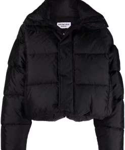 ( Positively Conscious ) Balenciaga 1000 BLACK Doudoune à Logo All-over Femme