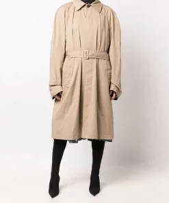 ( Positively Conscious ) Balenciaga 1000 -Black Trench Réversible à Taille Ceinturée Femme -Vente magasin Balenciaga 17334635 37364537 600