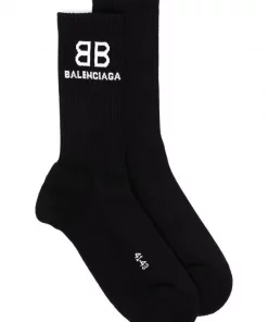 ( Positively Conscious ) Balenciaga 1077 BLACK/WHITE Chaussettes BB Homme